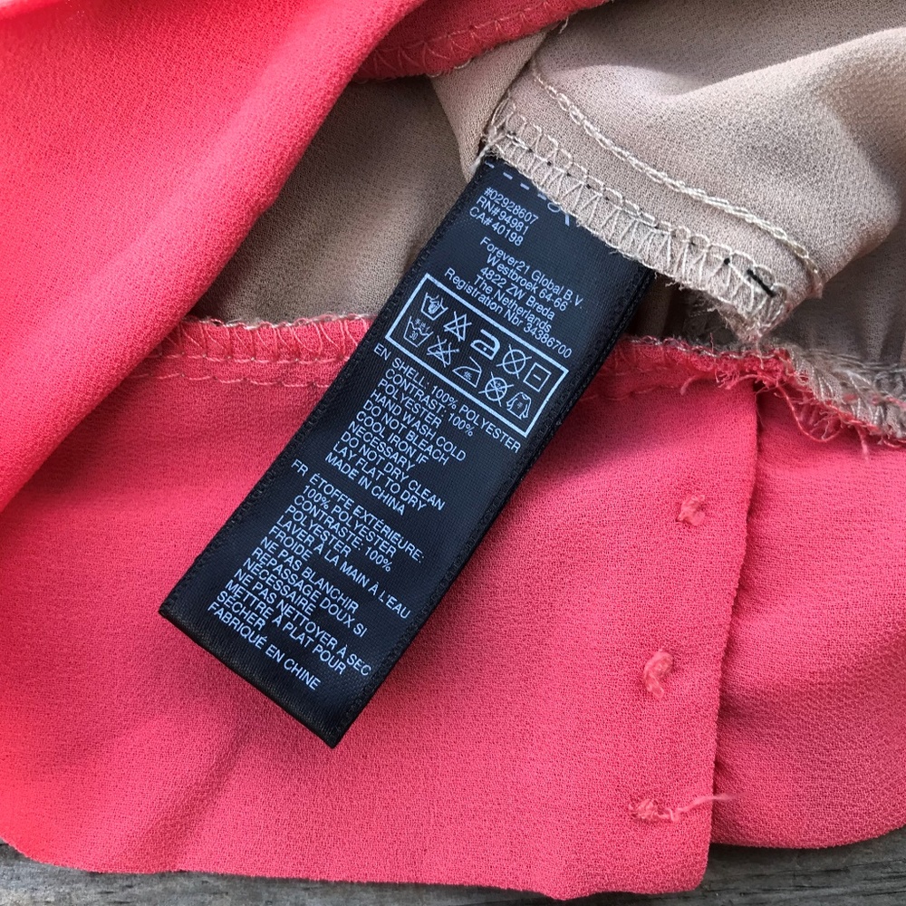 Forever21 Women Top Blouse Shirt Tan Pink Size M/M - Picture 8 of 8